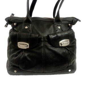 B Makowsky Handbag Satchel Black Genuine Leather ShoulderBag Large Purse